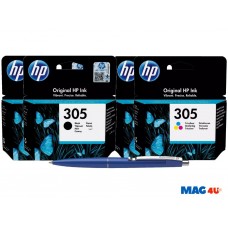 Set Cartus Cerneala Original HP 305 2x 3YM61AE Negru + 2x 3YM60AE Color 440 pagini cu Pix Schneider