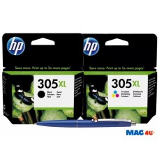 Set Cartus cerneala Original HP305XL /305XL , 1x3YM62AE Negru, 1x3YM63AE Color, 440pagini si Pix Schneider