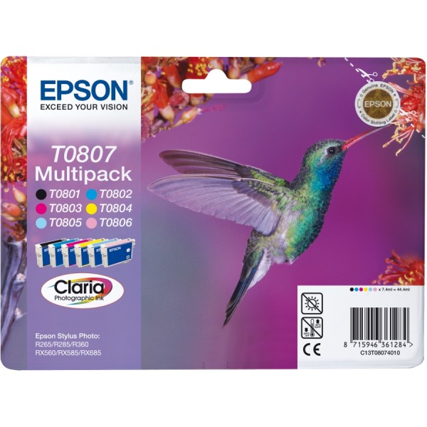 Epson C13T08074011 (T0807) cartuser cerneala negru, cyan, magenta, galben, cyan deshis, magenta deschis