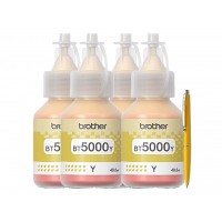 Set Flacon cerneala Brother Original 4x BT5000Y Galben 20000 pagini si pix Schneider Compatibil Brother DCP si MFC Series
