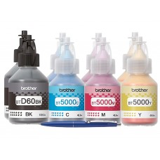 Set Flacon cerneala Brother Original 2x BTD60BK Negru 2x BT5000C Cyan 2x BT5000M Magenta 2x BT5000Y Galben 43000 pagini si pix Schneider