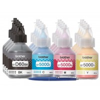Set Flacon cerneala Brother Original 4x BTD60BK Negru 4x BT5000C Cyan 4x BT5000M Magenta 4x BT5000Y Galben 86000 pagini si pix Schneider Compatibil Brother DCP si MFC Series