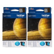 Set Cartus cerneala Brother Original 2x LC1100C Cyan 650 pagini si pix Schneider