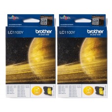 Set Cartus cerneala Brother Original 2x LC1100Y Galben 650 pagini si pix Schneider