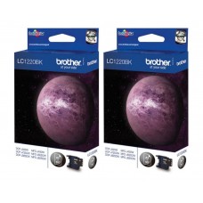 Set Cartus cerneala Brother Original 2x LC1220BK Negru 2400 pagini si pix Schneider