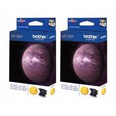 Set Cartus cerneala Brother Original 2x LC1220Y Galben 600 pagini si pix Schneider