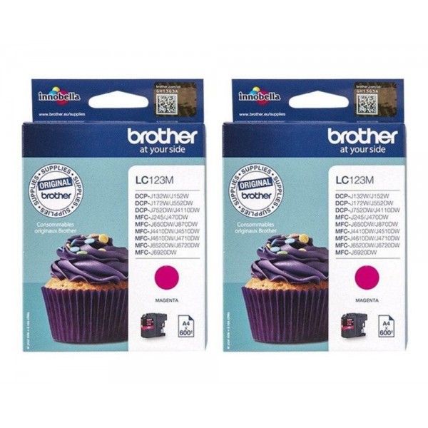 Set Cartus cerneala Brother Original 2x LC123M Magenta 1200 pagini si pix Schneider