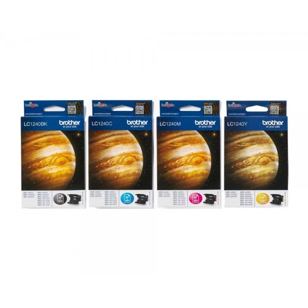 Set Cartus cerneala Brother Original LC1240BK Negru LC1240C Cyan LC1240M Magenta LC1240Y Galben 2400 pagini si pix Schneider