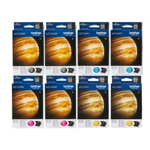Set Cartus cerneala Brother Original 2x LC1240BK Negru 2x LC1240C Cyan 2x LC1240M Magenta 2x LC1240Y Galben 4800 pagini si pix Schneider