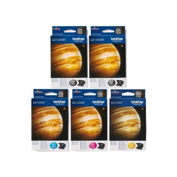 Set Cartus cerneala Brother Original 2xLC1240BK Negru LC1240C Cyan LC1240M Magenta LC1240Y Galben 3000 pagini si pix Schneider