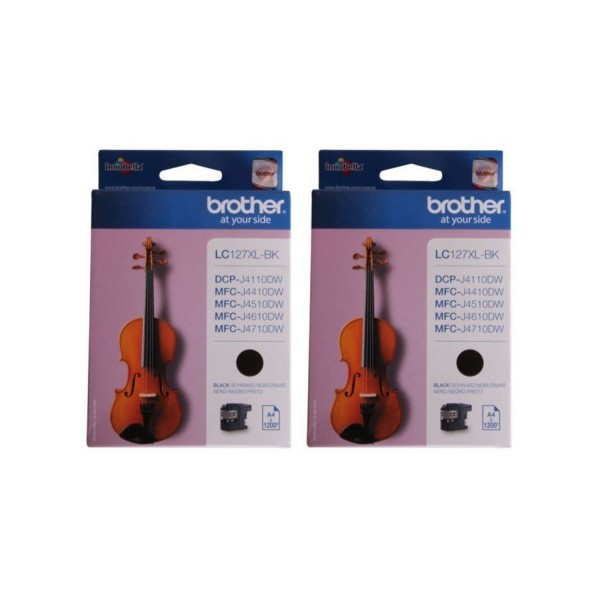 Set Cartus cerneala Brother original 2x LC127XLBKBP2 Negru 550 pagini si pix Schneider