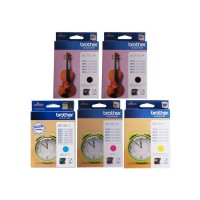 Set Cartus cerneala Brother Original 2xLC127XLBK Negru LC125XLC Cyan LC125XLM Magenta LC125XLY Galben 6000 pagini si pix Schneider