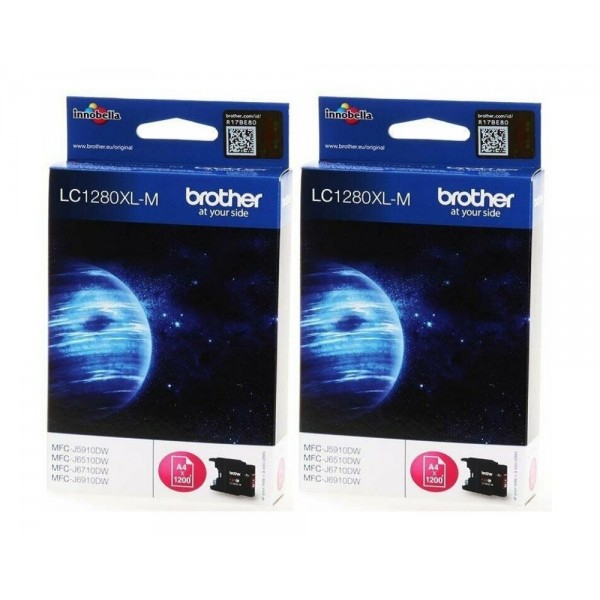 Set Cartus cerneala Brother Original 2x LC1280XLM Magenta 2400 pagini si pix Schneider