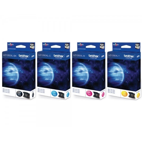 Set Cartus cerneala Brother Original LC1280XLBK Negru LC1280XLC Cyan LC1280XLM Magenta LC1280XLY Galben 6000 pagini si pix Schneider