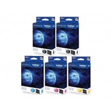 Set Cartus cerneala Brother Original 2xLC1280XLBK Negru LC1280XLC Cyan LC1280XLM Magenta LC1280XLY Galben 8400 pagini si pix Schneider
