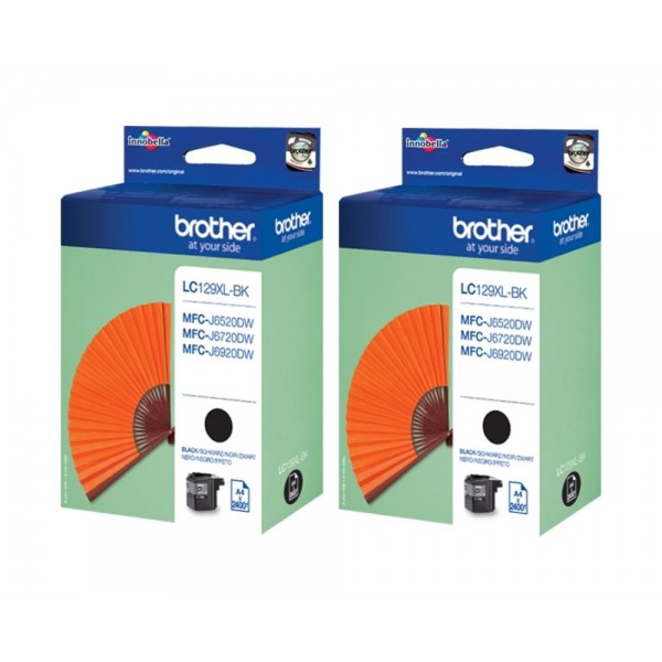 Set Cartus cerneala Brother Original 2x LC129XLBK Negru 19200 pagini si pix Schneider