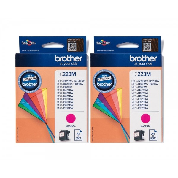 Set Cartus cerneala Brother Original 2x LC223M Magenta 1100 pagini si pix Schneider