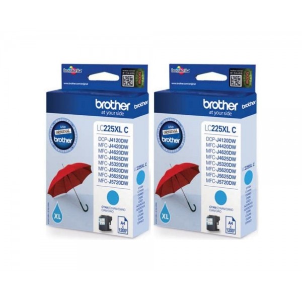 Set Cartus cerneala Brother Original 2x LC225XLC Cyan 2400 pagini si pix Schneider