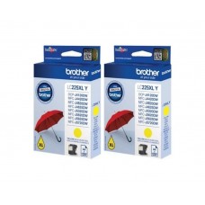 Set Cartus cerneala Brother Original 2x LC225XLY Galben 2400 pagini si pix Schneider