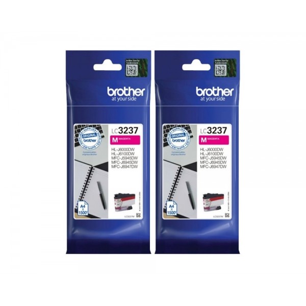 Set Cartus cerneala Brother Original 2x LC3237M Magenta 3000 pagini si pix Schneider