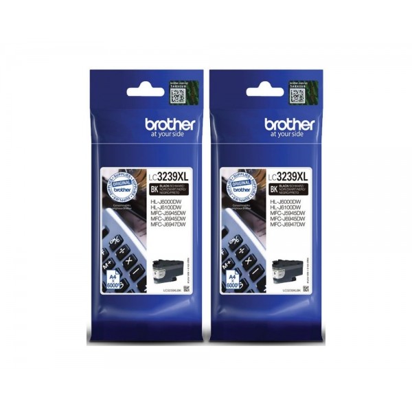 Set Cartus cerneala Brother Original 2x LC3239XLBK Negru 6000 pagini si pix Schneider