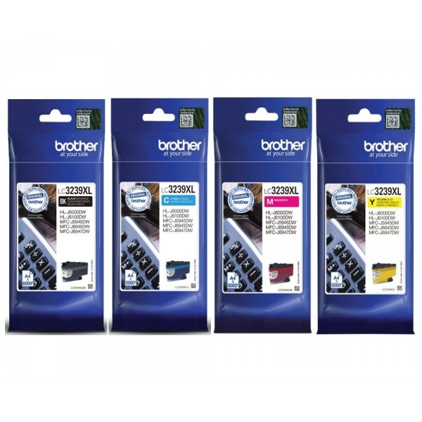 Set Cartus cerneala Brother Original LC3239XLBK Negru LC3239XLC Cyan LC3239XLM Magenta LC3239XLY Galben 21000 pagini si pix Schneider