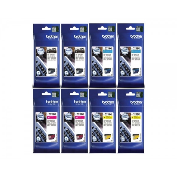 Set Cartus cerneala Brother Original 2x LC3239XLBK Negru 2x LC3239XLC Cyan 2x LC3239XLM Magenta 2x LC3239XLY Galben 42000 pagini si pix Schneider