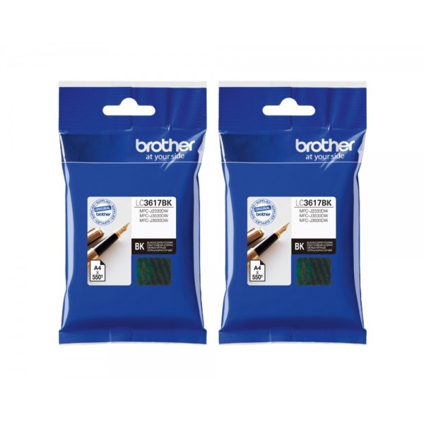 Set Cartus cerneala Brother Original 2x LC3617BK Negru 4800 pagini si pix Schneider