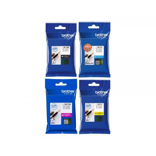 Set Cartus cerneala Brother Original LC3617BK Negru LC3617C Cyan LC3617M Magenta LC3617Y Galben 2200 pagini si pix Schneider