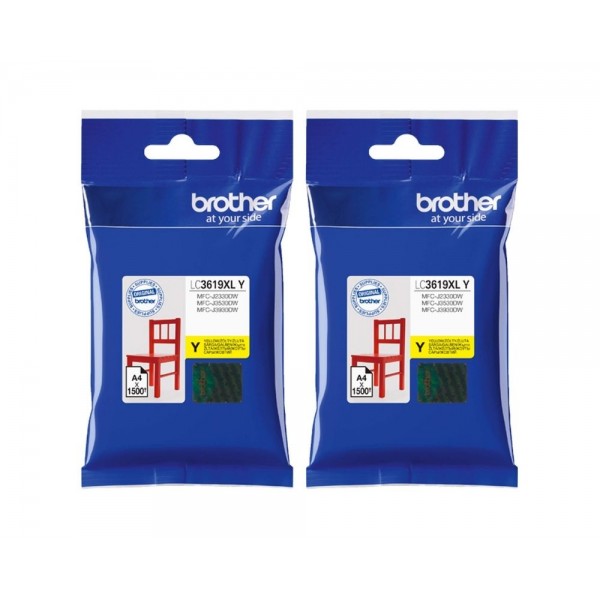 Set Cartus cerneala Brother Original 2x LC3619XLY Galben 3000 pagini si pix Schneider