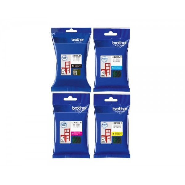 Set Cartus cerneala Brother Original LC3619XLBK Negru LC3619XLC Cyan LC3619XLM Magenta LC3619XLY Galben 7500 pagini si pix Schneider