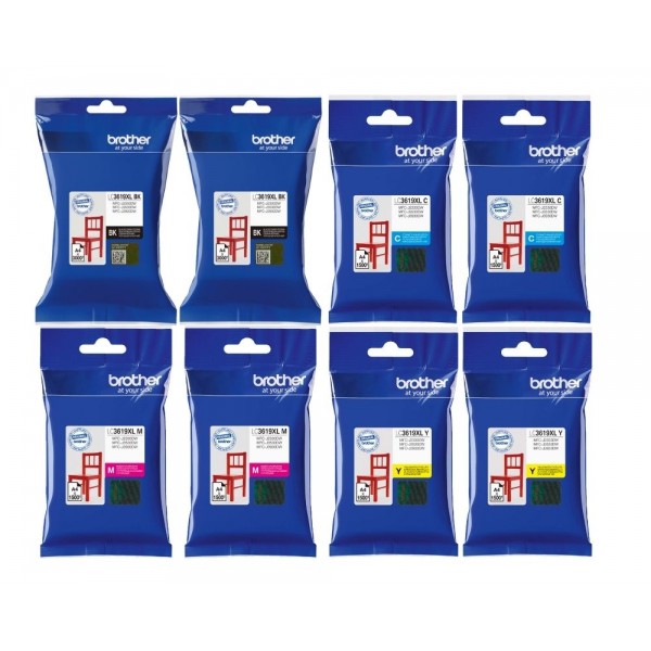 Set Cartus cerneala Brother Original 2x LC3619XLBK Negru 2x LC3619XLC Cyan 2x LC3619XLM Magenta 2x LC3619XLY Galben 15000 pagini si pix Schneider