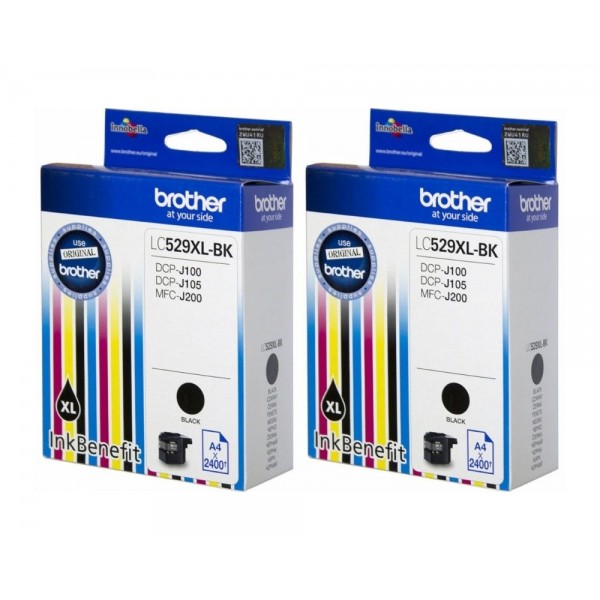 Set Cartus cerneala Brother original 2x LC529XLBK Negru 2400 pagini