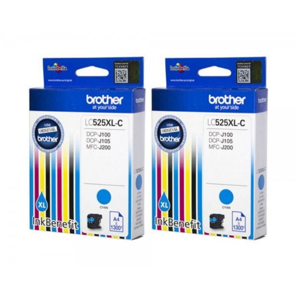 Set Cartus cerneala Brother Original 2x LC525XLC Cyan 2600 pagini si pix Schneider