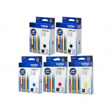 Set Cartus cerneala Brother Original 2xLC529XLBK Negru LC525XLC Cyan LC525XLM Magenta LC525XLY Galben 8700 pagini si pix Schneider