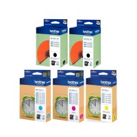 Set Cartus cerneala Brother Original 2xLC129XLBK Negru LC125XLC Cyan LC125XLM Magenta LC125XLY Galben 51600 pagini si pix Schneider