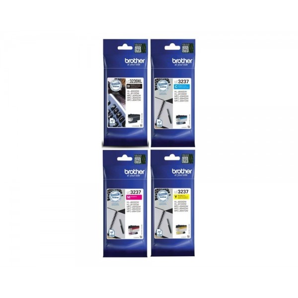 Set Cartus cerneala Brother original LC3239XLBK Negru LC3237C Cyan LC3237M Magenta LC3237Y Galben 10500 pagini si pix Schneider