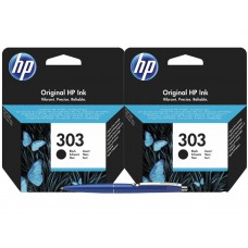 Set Cartus cerneala Original HP303, 2xT6N02AE Negru, 8ml si Pix Schneider
