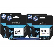 Set Cartus cerneala Original HP303, 2xT6N02AE Negru, 2xT6N01AE Color, 16ml si Pix Schneider