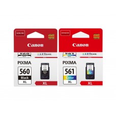 Pachet Cartuse cerneala Original Canon 1x PG-560XLB Negru, 1x CL-561XL Color, 400 pagini si pix Schneider