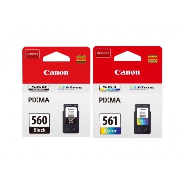 Pachet Cartuse cerneala Original Canon 1x PG-560B Negru, 1x CL-561 Color, 180 pagini si pix Schneider
