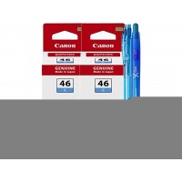 Set Flacon Cerneala Original Canon 2x GI-46C Cyan 28000 pagini si Pix cu mecanism si Pix Xball