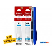 Pachet Flacon cerneala Original Canon 2x GI-41C Cyan 15400 pagini + Pix CNX201 si Pix cu gel