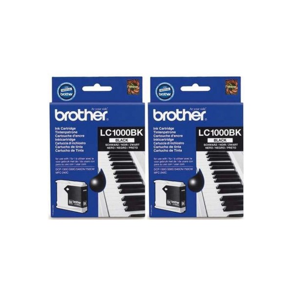 Set Cartuse Cerneala Brother Original 2x LC1000BK Negru 1000 Pagini si pix Schneider