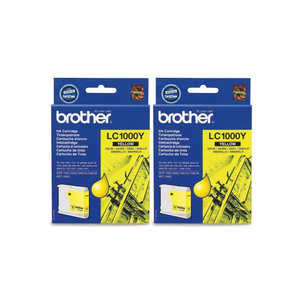 Set Cartuse Cerneala Brother Original 2x LC1000Y Galben 800 Pagini si pix Schneider