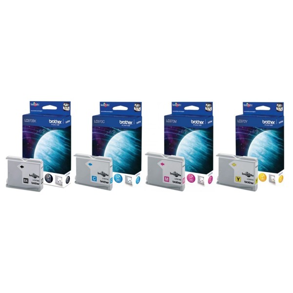 Set Cartuse Cerneala Brother Original 1x LC970BK Negru, 1x LC970C Cyan, 1x LC970M Magenta, 1x LC970Y Galben, 1250 Pagini si pix Schneider