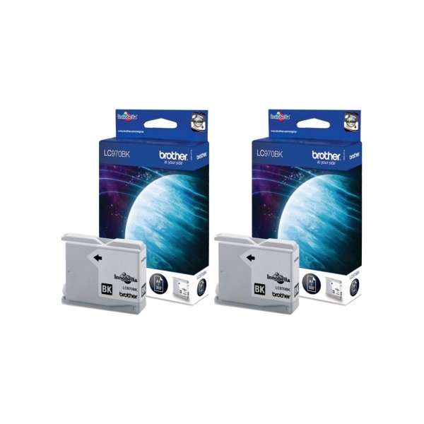 Set Cartuse Cerneala Brother Original 2x LC970BK Negru 700 Pagini si pix Schneider