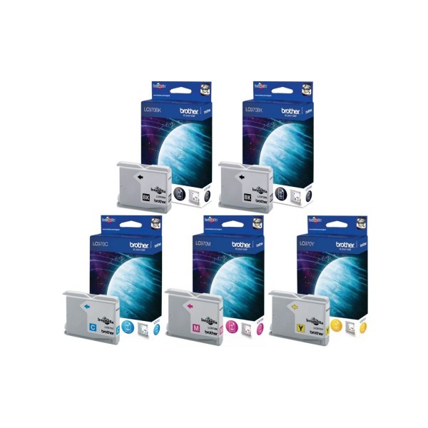 Set Cartuse Cerneala Brother Original 2x LC970BK Negru, 1x LC970C Cyan, 1x LC970M Magenta, 1x LC970Y Galben, 1600 Pagini si pix Schneider