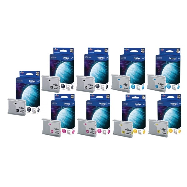 Set Cartuse Cerneala Brother Original 3x LC970BK Negru, 2x LC970C Cyan, 2x LC970M Magenta, 2x LC970Y Galben, 2850 Pagini si pix Schneider