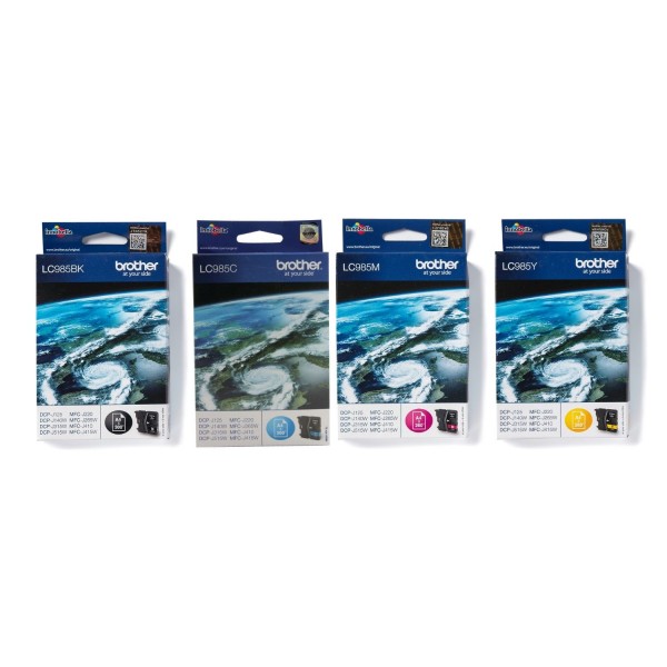 Set Cartuse Cerneala Brother Original 1x LC985BK Negru, 1x LC985C Cyan, 1x LC985M Magenta, 1x LC985Y Galben, 1080 Pagini si pix Schneider